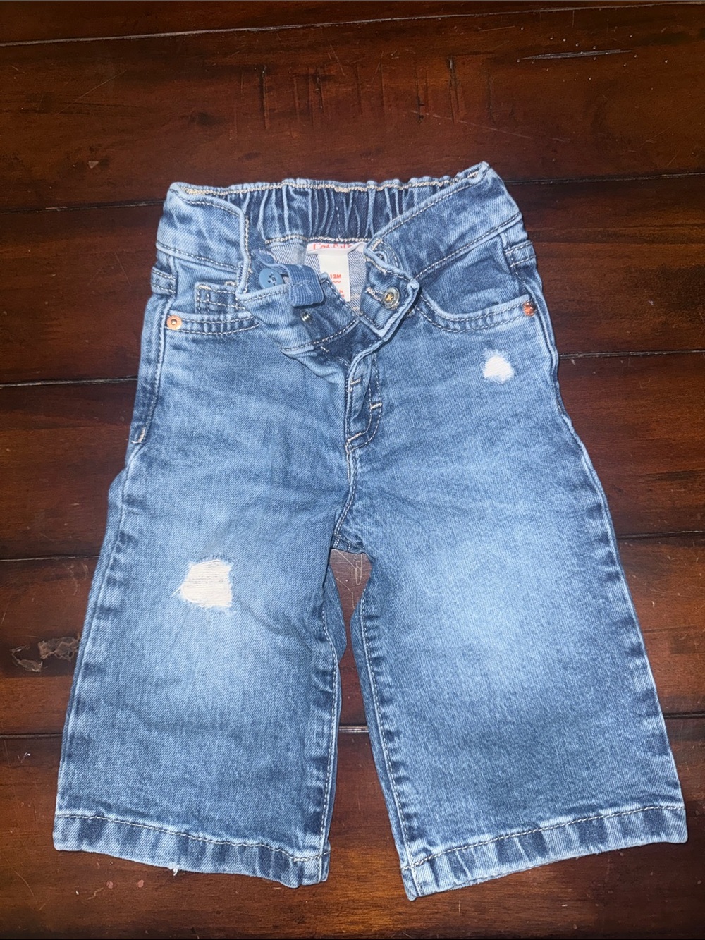 Cat & Jack Light Blue Distressed Denim Wide Leg Flare Jeans